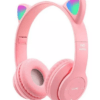 Headset Fone De Ouvido Bluetooth Led Orelha Gato Headphone Rosa - Imagem 2